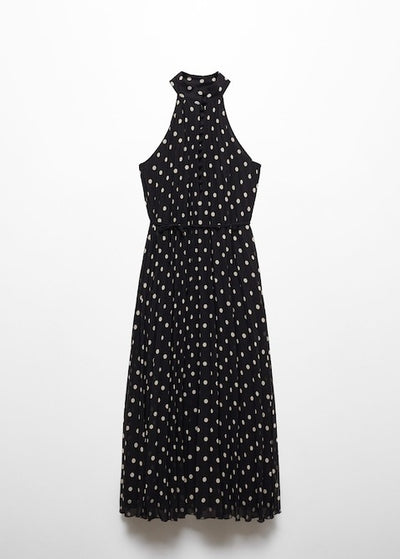 Polka-Dot Pleated Dress For Women
