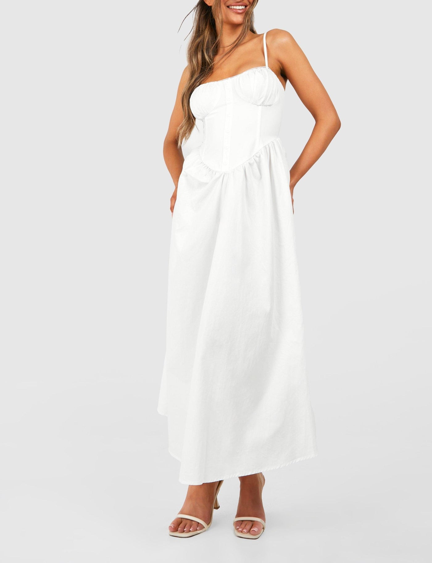 Cotton Midi Milkmaid Dress For Women